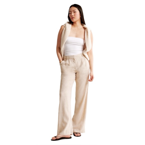Abercrombie & Fitch Pants - NWT Abercrombie & Fitch A&F Sloane Low Rise Tailored Linen-Blend Pant 32/14L